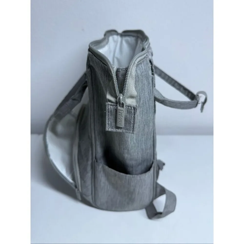 Enfamil Mini Diaper Bag Backpack Gray Small Baby Organizer Compact Travel Bag